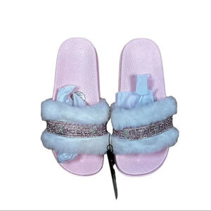 Bebe Girls Fur Slides 4/5